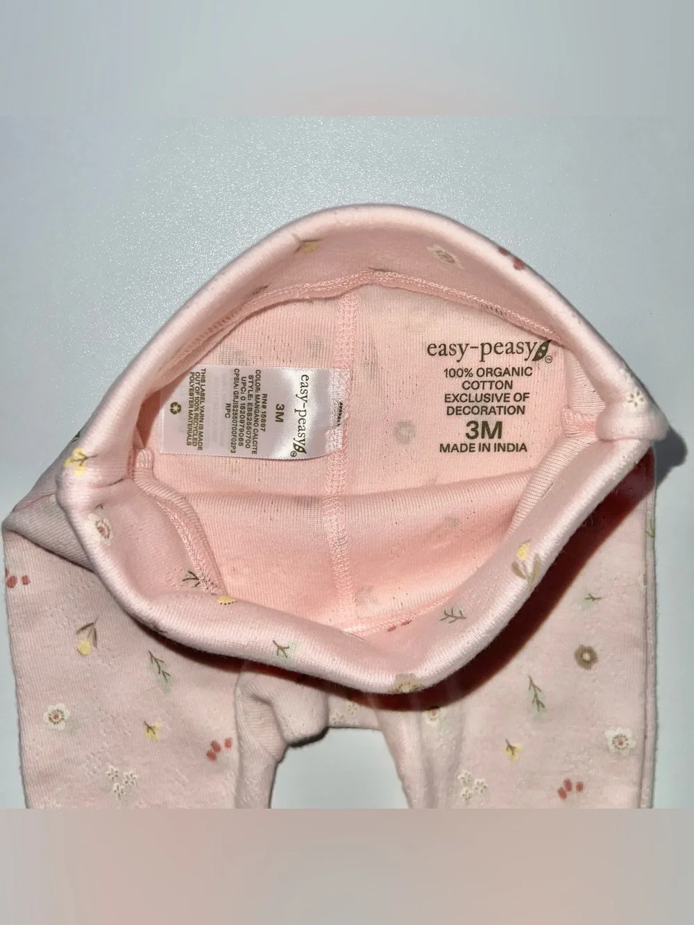 Easy-Peasy Organic Cotton 3-Piece Set Floral Printed Pink Baby Girl’s 3 Months